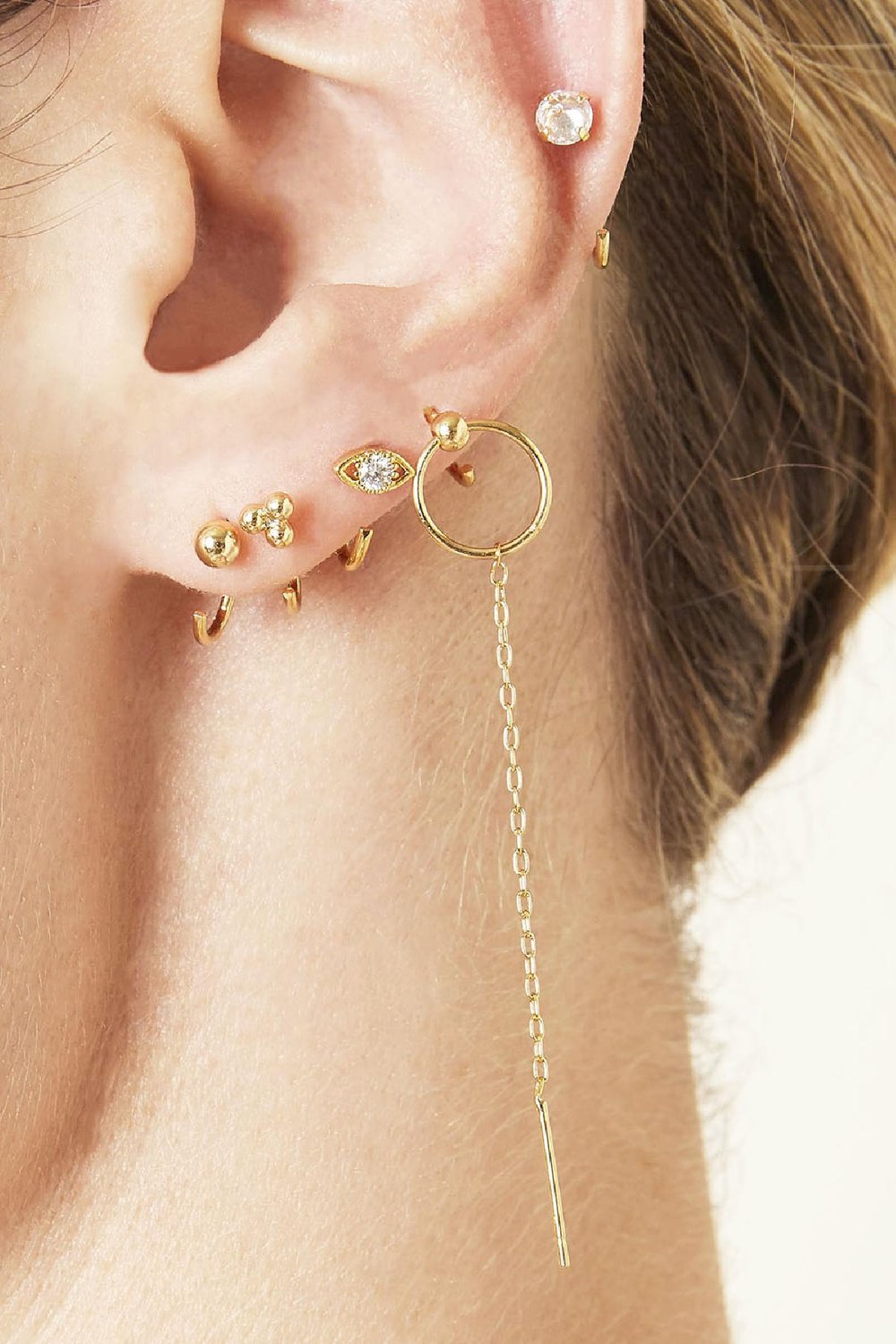 Ohrringe Huggies Triple Ball Goldfarbe Kupfer h5Bild2